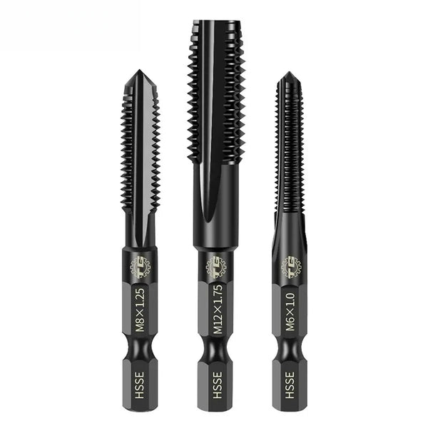 TG Premium 6542 Jeu de tarauds à cannelure droite à tige hexagonale en acier rapide pour acier inoxydable et fonte - M3-M12